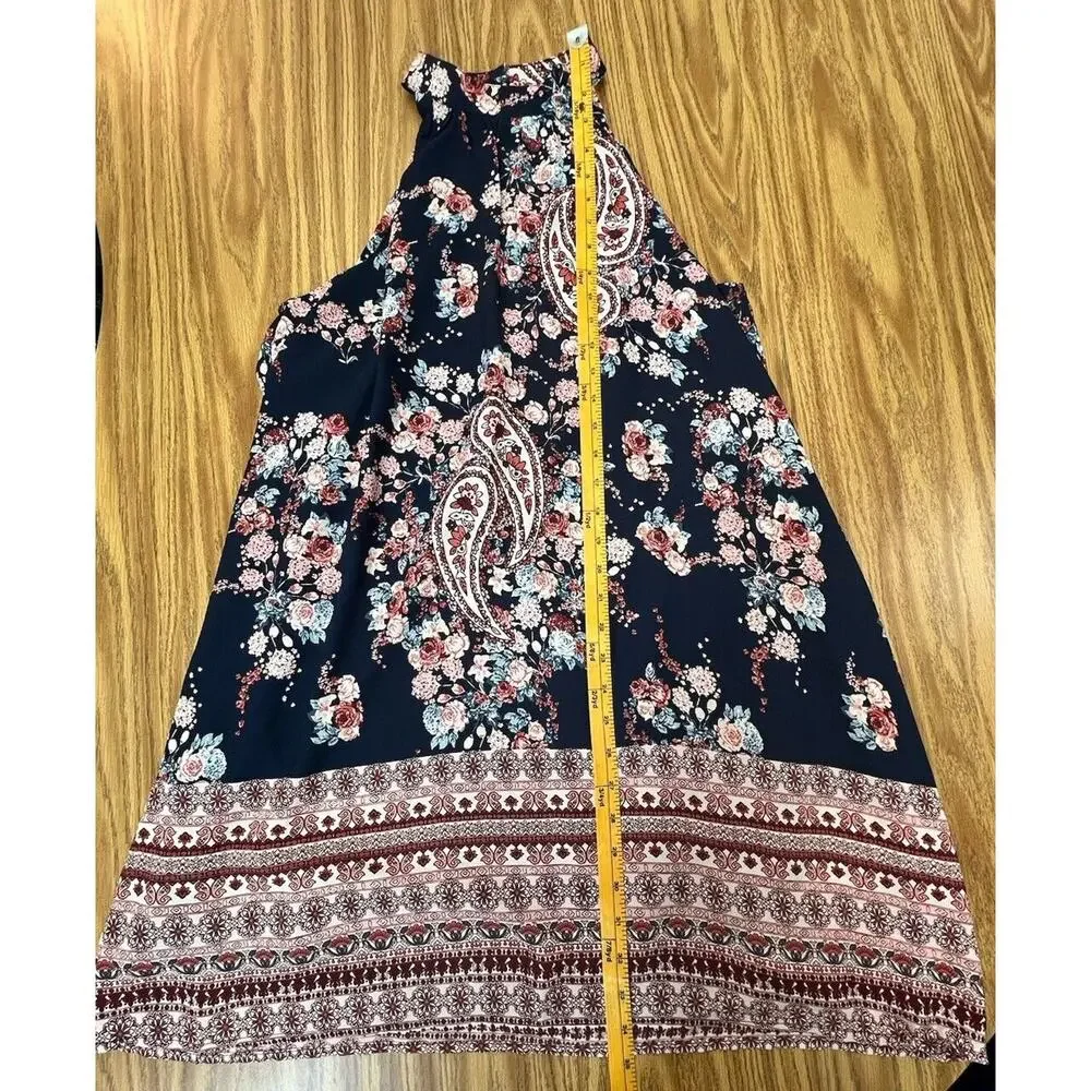 Altar'd State Dress Size LARGE Black Boho floral Halter Sleeveless maxi - Picture 5 of 8